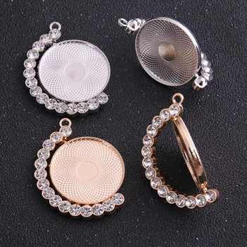 

1pcs 30mm Inner Size Two Color Rotation Drill Double Side Cameo Cabochon Base Setting Blank Charms New Fashion Pendant