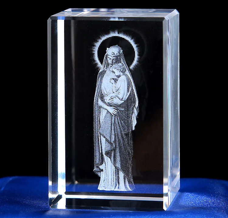 Христианский Декор 3D лазер K9 кристалл внутри резьба подарки Иисус, Дева Мария распятие церковь сувениры Внутренняя гравировка ремесла