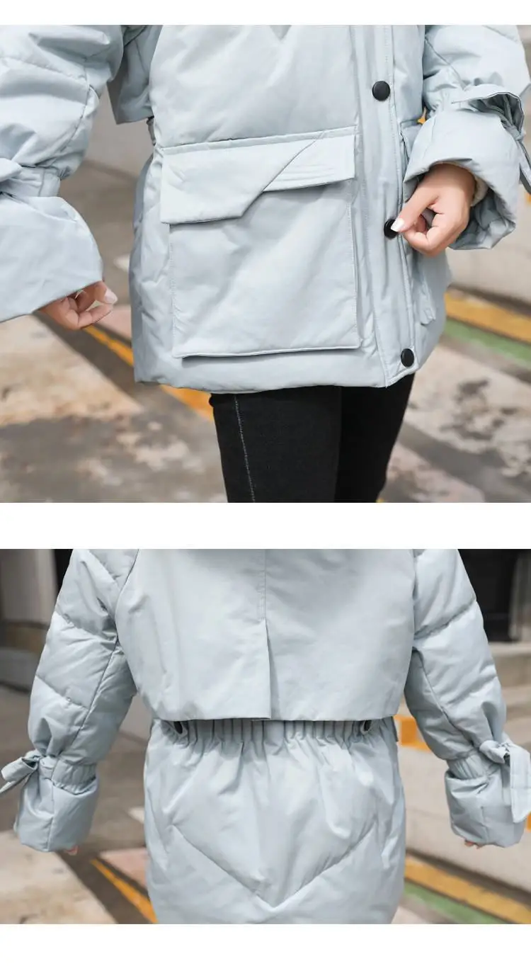 Women Winter White Duck Down Winter Jacket Big Natural Fox Fur Collar Hooded Parkas Coat Female Warm Casual OutERwear N145