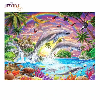 

DIY 5D Diamonds Painting Living Room New Scenery Full Of Fantasy Dolphin Embroidery Square Cross Stitch Point Decoration Maison