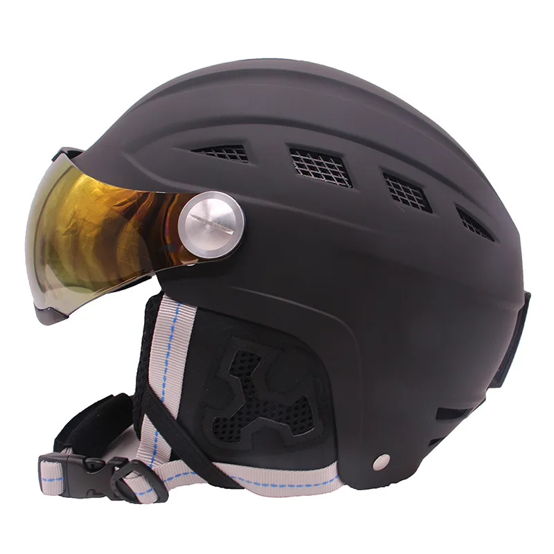 Ski Helmet Goggles Visor Men Women Snowboard Helmet Moto Snowmobile Skateboard Safety Helmet Mask Winter Warm Fleece Capacete