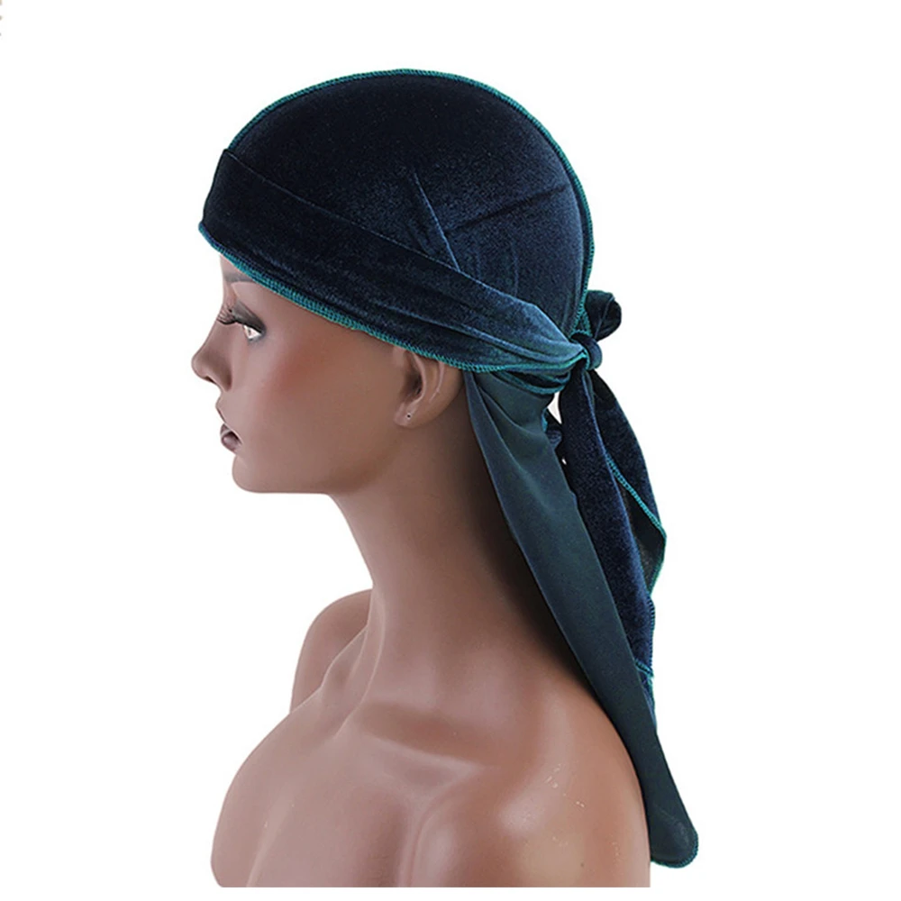 WENYUJH длинный хвост шелковый шарф Мусульманский Doo Rag пиратская шляпа Durag Кепка chemo Череп Шляпа Тюрбан повязка для волос банданы 12 цветов на выбор