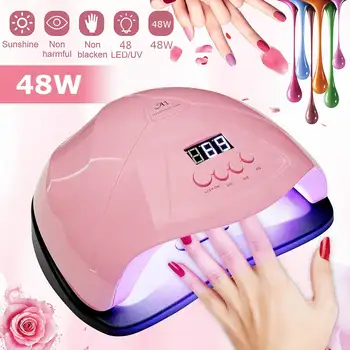 

48W LED UV Nail Dryers Lamp Infrared Sensor 30/60/90s Timing LCD Display US/EU 48LED Gel Polish Curings Manicure Nail Art Kit