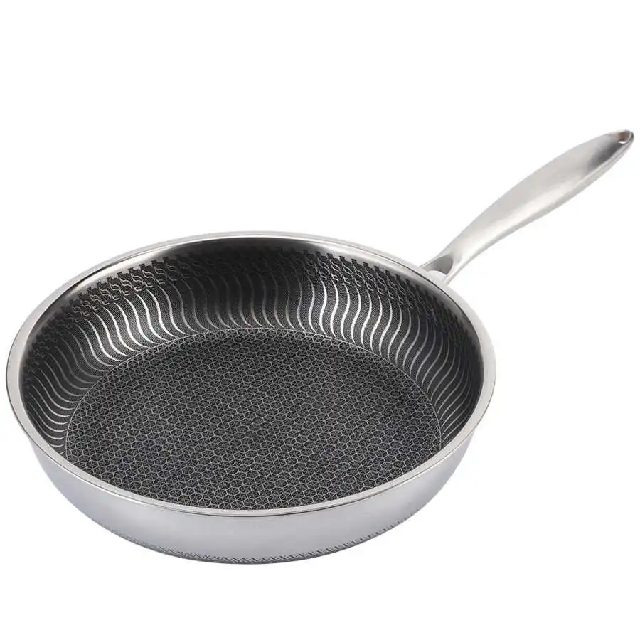 Stainless Steel Non-Stick Frying Pan Pot Cookware 28cm Fried Steak Pot Saucepan Double-sided Honeycomb Kitchenware