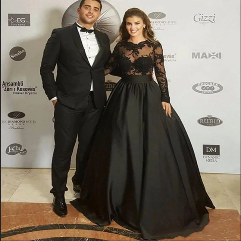 Элегантное ТРАПЕЦИЕВИДНОЕ Формальное вечернее платье с длинным рукавом robe de bal