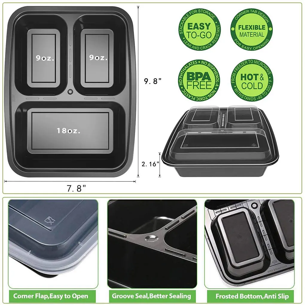 11 шт./упак. Freshware приготовление еды контейнеры пищевые для хранения еды с собой коробка 3 подходят для микроволновых печей безопасный Ланч Коробки