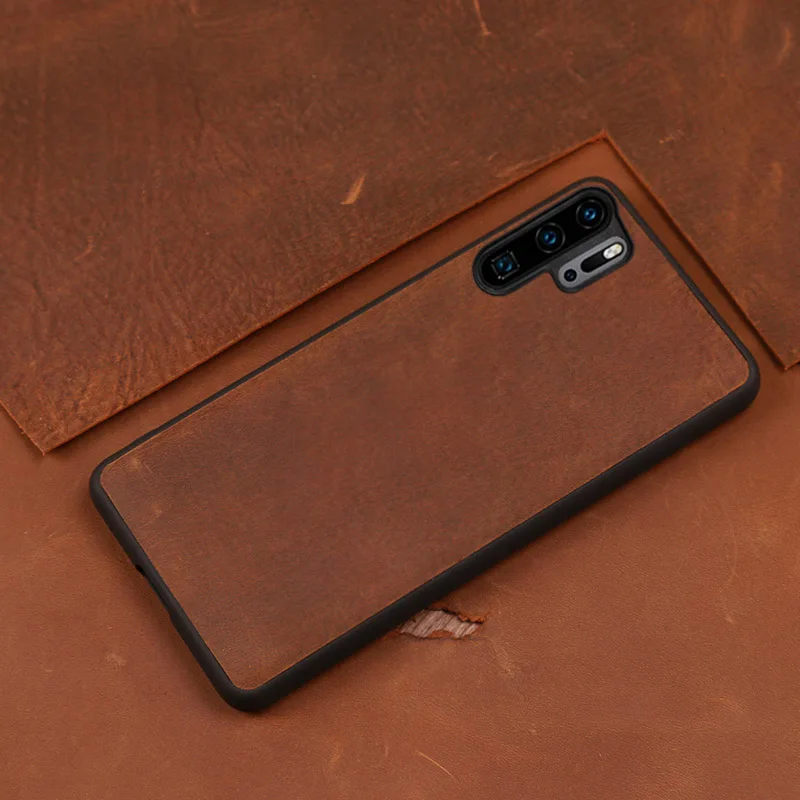 Чехол для телефона из воловьей кожи для huawei Pro P10 P20 P30 lite mate 9 10 20 Pro роскошный чехол из кожи Crazy Horse для Honor 8X9 10 lite чехол - Цвет: Brown