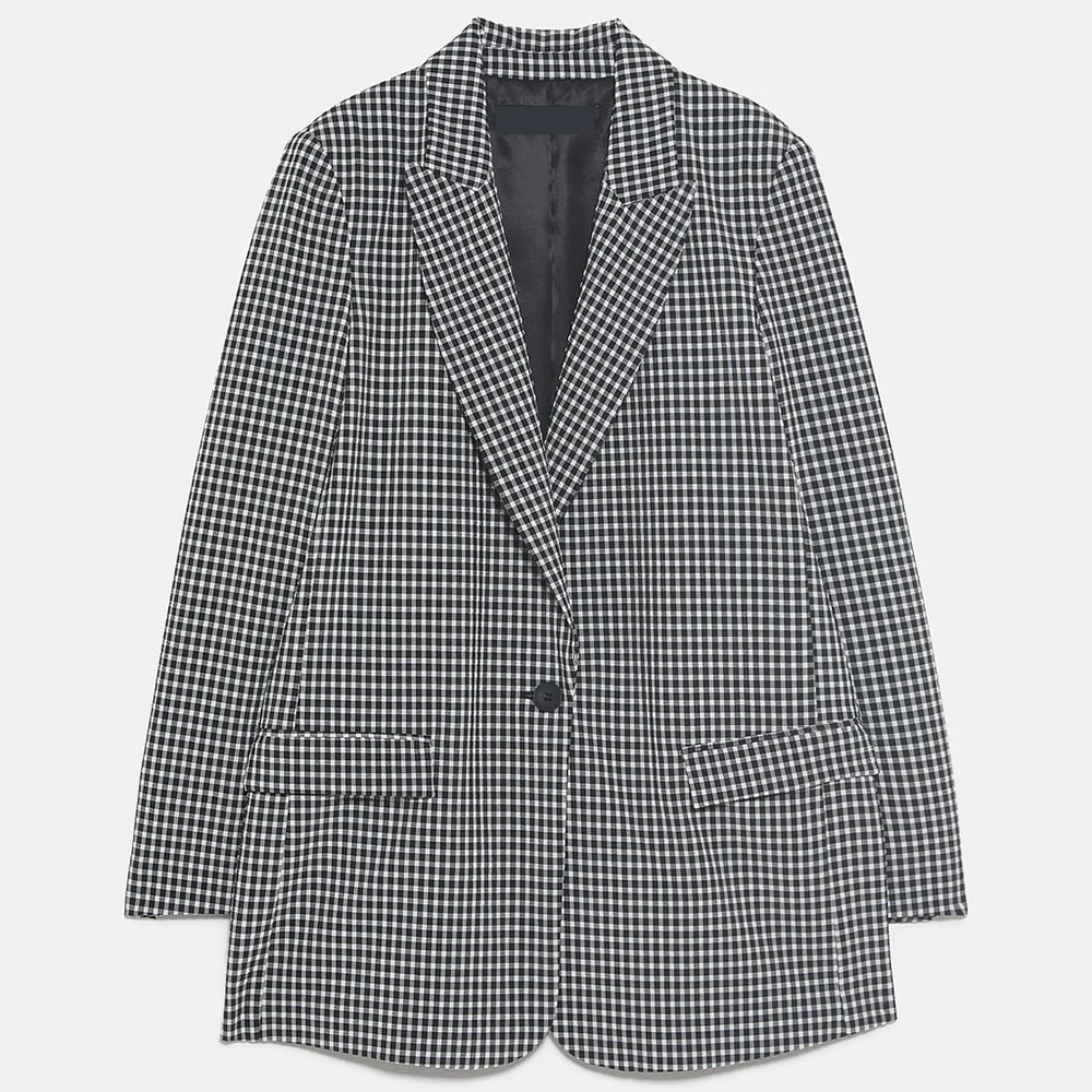 2 ZA клетчатый Повседневный Блейзер, трендовый осенний зимний английский Элегантный женский Блейзер, вечерние Пиджаки для путешествий, подарки для друзей - Цвет: 2