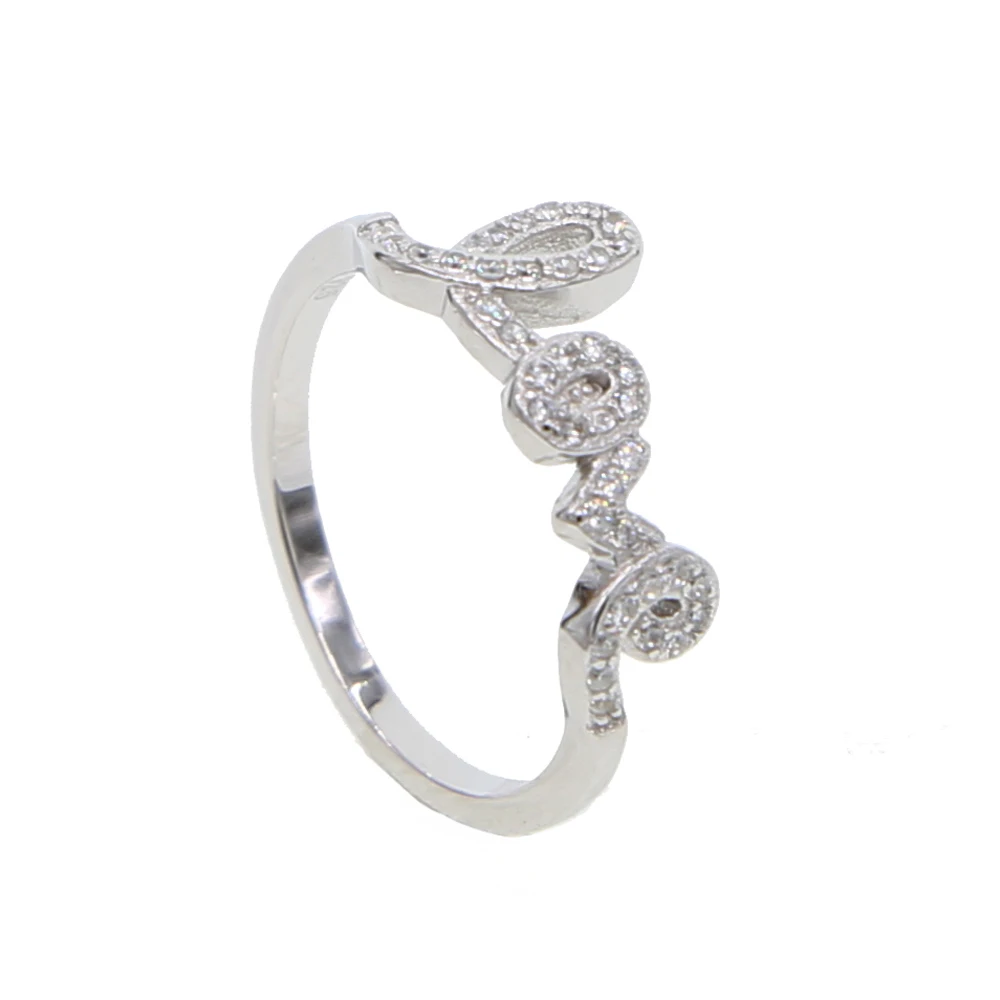 100% 925 пробы серебро Классический минимальный дизайн любовь буквы проложенные cz