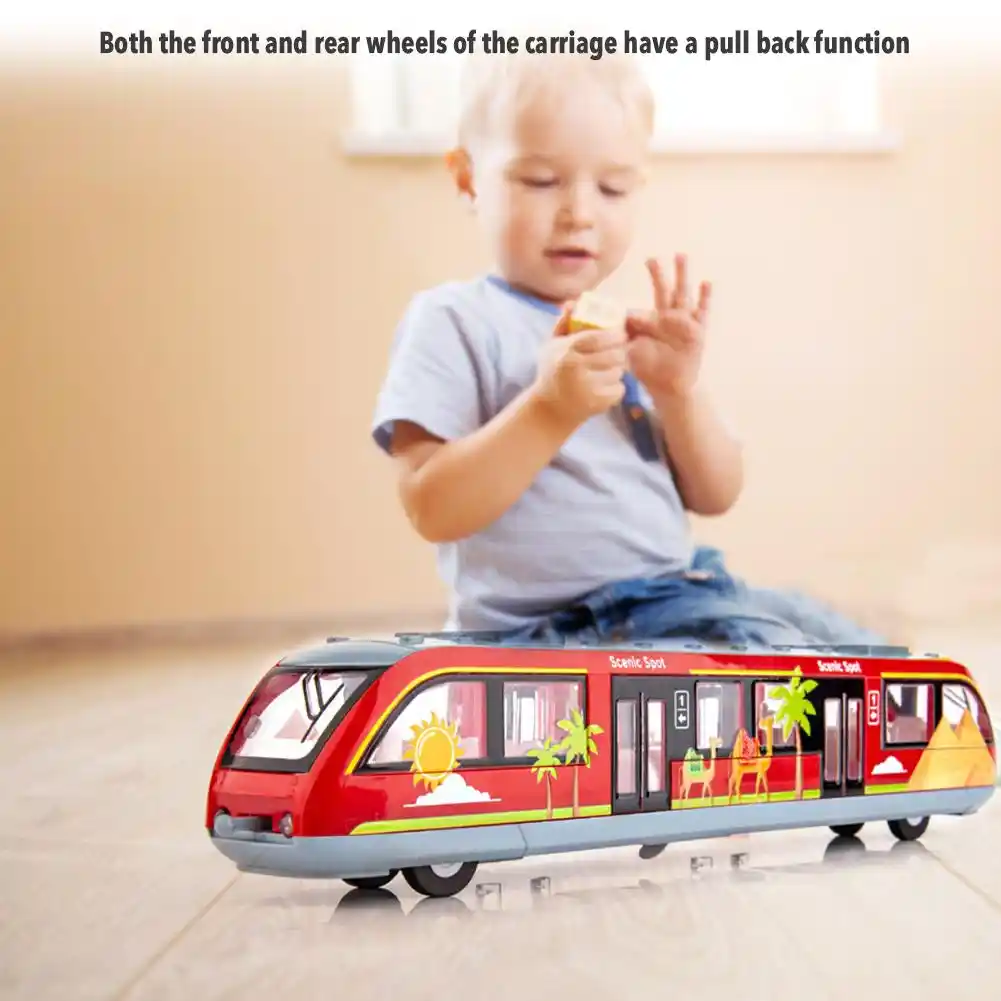 chlius City Rail Car Toy Alloy Subway Train Model With Light And Sound Simulation Train Toy With Pull Back Function For Children
