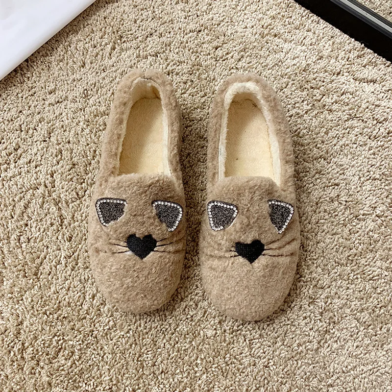 Женская обувь на плоской подошве; Симпатичные плюшевые туфли-лодочки Zapatos de mujer; туфли на плоской подошве Дамская мода на меху однотонная обувь с открытым носком