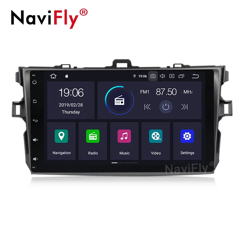 Sale NaviFly IPS DSP Android 9.0 car multimedia player for Toyota corolla 2007 2008 2009 2010 2011 car gps navigation autoradio am fm 1