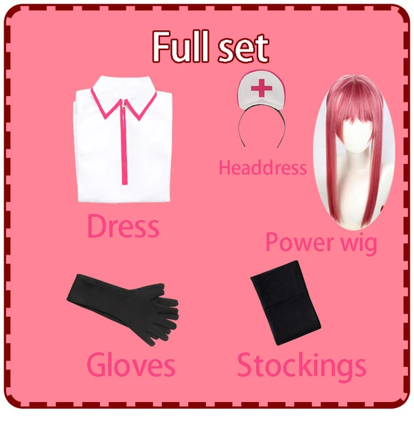Anime Chainsaw Man Makima Cosplay Power Costume Sexy Nurse Uniform Wig Full Set Gloves Stockings Power wig costume