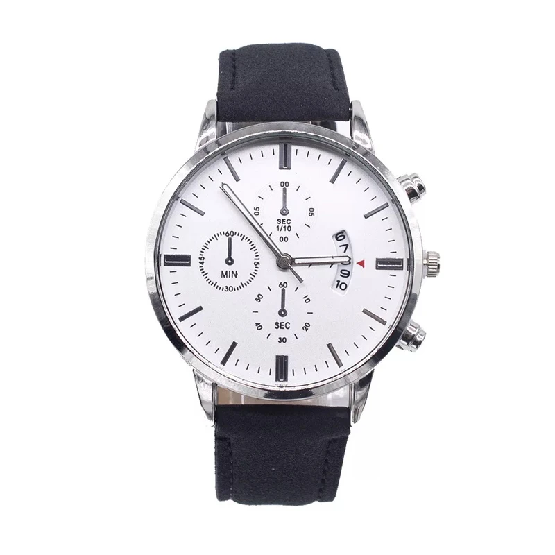 Men Watch Bracelet Set Fashion Sport Wrist Watch Alloy Case Leather Band Watch Quartz Business Wristwatch calendar Clock Gift - Image 5