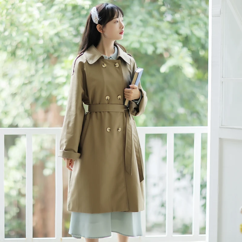 Vintage Women Trench Coat Don't Have Long Over-the-knee 157 A Larger Version Coats 8440