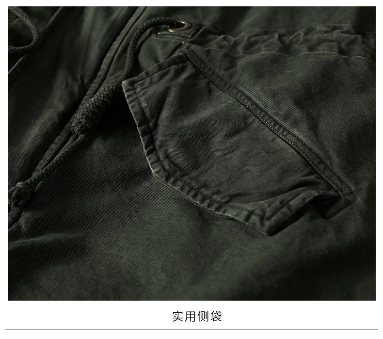 Cotton Coat Mid-length Waist MEN'S Cotton-padded Coat Hooded Mid-length Cotton Overcoat Cotton-padded Clothes