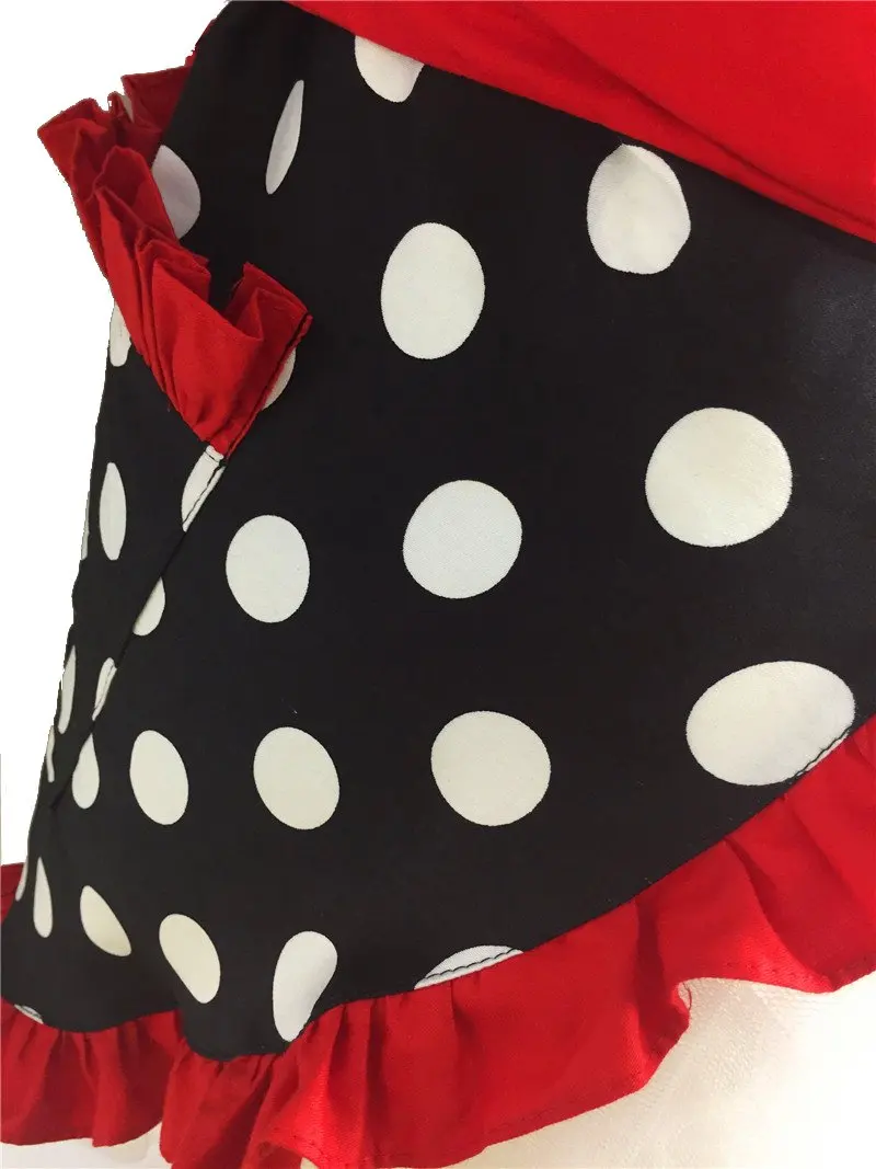 Lovely Stylish Retro Lacy Vintage Flirty Maid Polka Dot Cooking Kitchen aprons for woman Working Adjustable Apron with Pockets