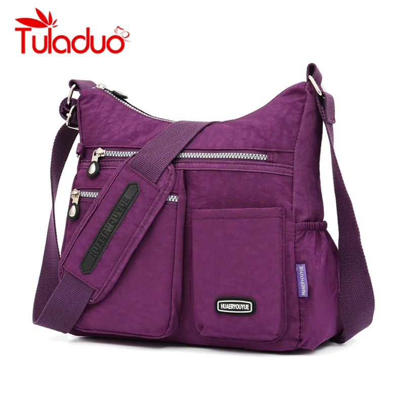 MultiFunctional Pockets Women's Shoulder Bag High Quality Designer Durable Waterproof Light Nylon Fabric Messenger Female | Багаж и