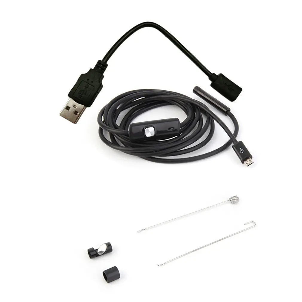 

Waterproof HD 2M/7mm Endoscope Lens Rigid Cable Mini USB Inspection Camera Snake Tube with 6 LED Lights Borescope for Phone PC
