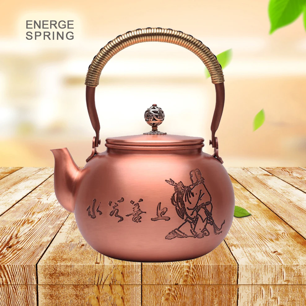 

1500ML Handmade Pure Copper Teapot Red Copper Boiled Water Kettle Boiling Teapot Uncoated Large-Capacity Copper Kettle For Home