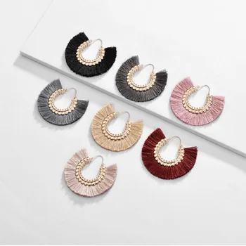 

Fall Winter Water Drop Shape Statement Earring Fringed Tassel Earrings Jewelry for Women