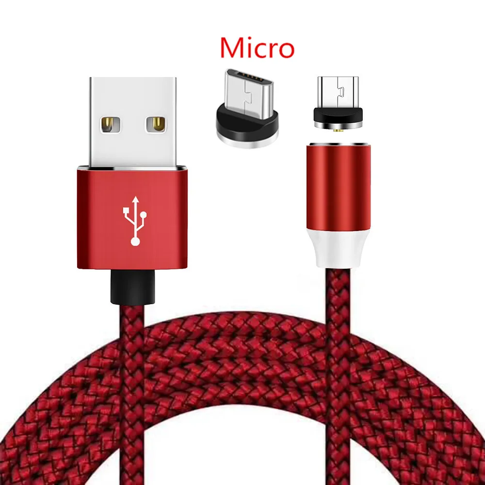 Магнитный Micro-USB кабель для зарядного устройства Redmi 7A 6 5 vivo S1 Oppo A9 R11 телефон настенное зарядное устройство для huawei Y5 Y6 Y7 Y9 8A honor 8X - Тип штекера: Only Red 1M Cable
