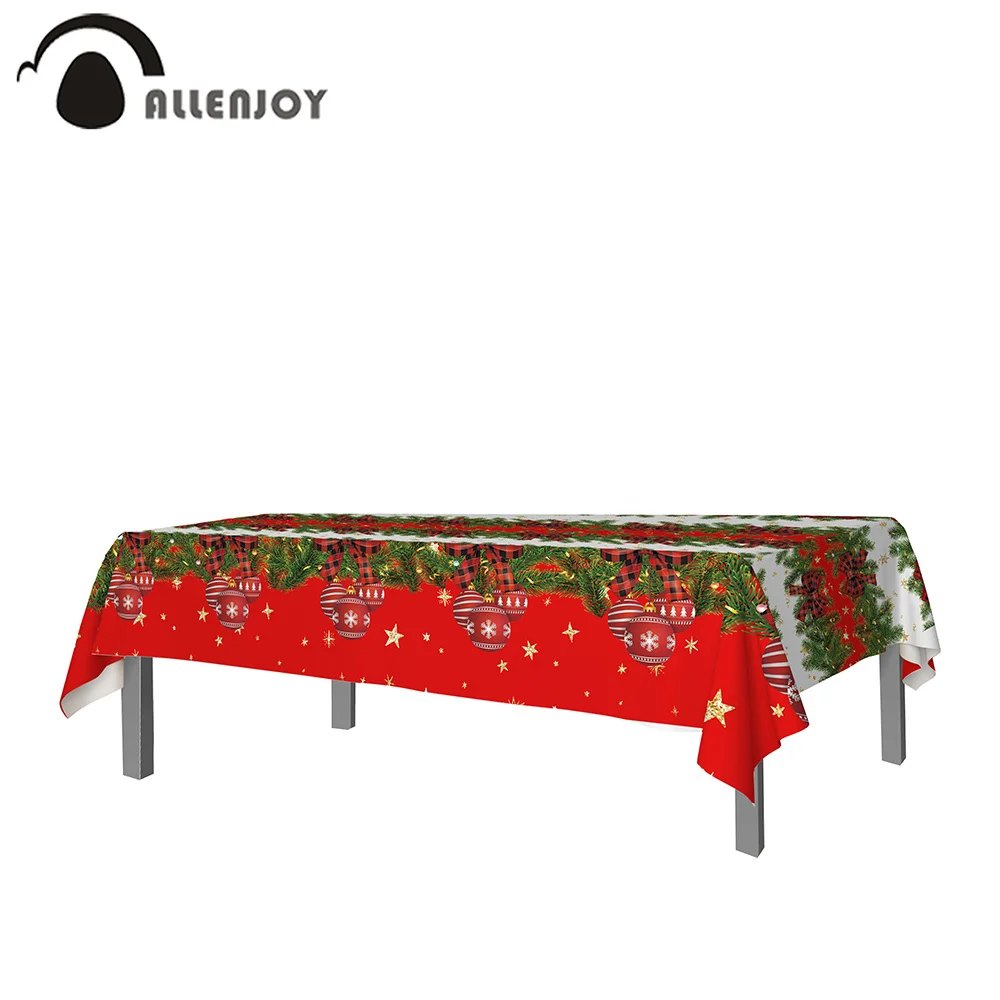 Allenjoy, Рождественская скатерть, колокольчики, блестящая золотая звезда, плед, бант, вечерние принадлежности, праздничные украшения, листья, скатерть для пикника