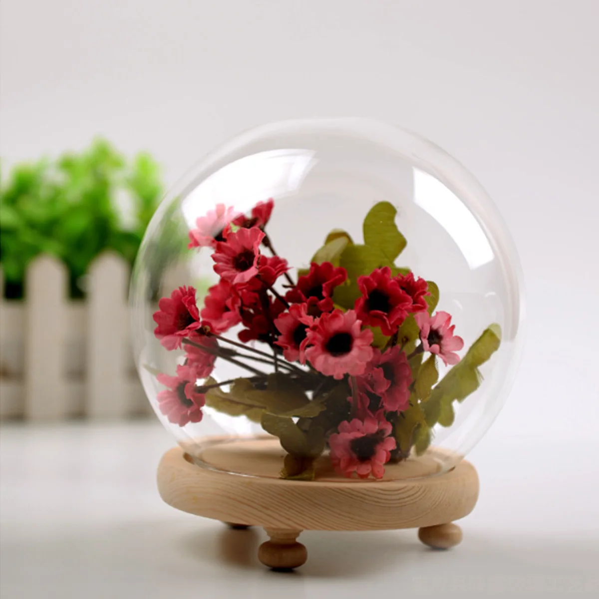 Стеклянный Глобус прозрачный купол крышка Cloche Bell Jar бессмертный цветок Роза Защитная Ваза деревянная база Свадебные украшения дома подарки