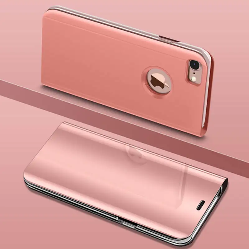 Elegant Leather Smart Mirror Phone Case with Holder Stand Feature