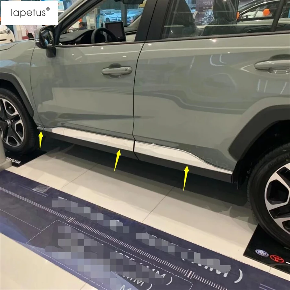 Аксессуары Lapetus, подходят для TOYOTA RAV4 RAV 4 ABS молдинг для двери, накладка на нижнюю панель, хромированное углеродное волокно