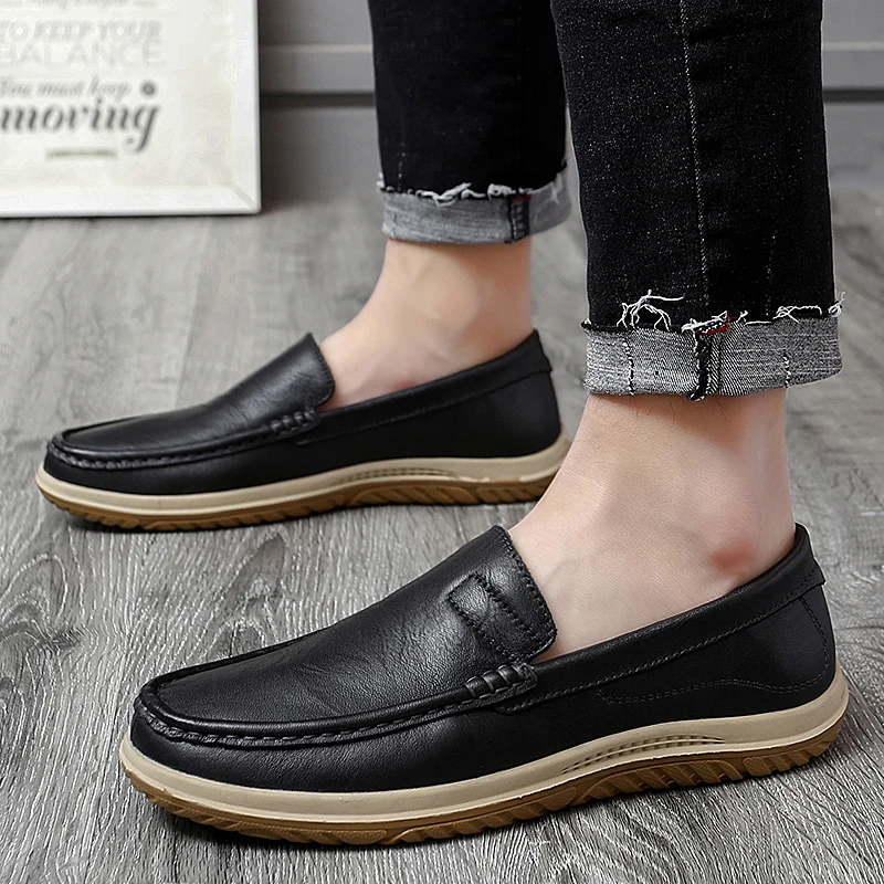 

Men's Casual Shoes genuine leather Fashion Loafers Moccasins Slip On Man Flats Comfortable Male Shoes Chaussure Homme Cuir