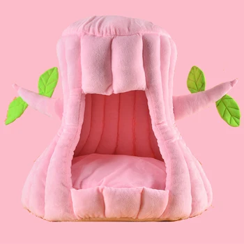 

Cute Tree Hole Cat Dog Bed House Creative Stump Shape Pet Cave Bed Pet Nest Sleeping Bag with Removable Cushion Mat