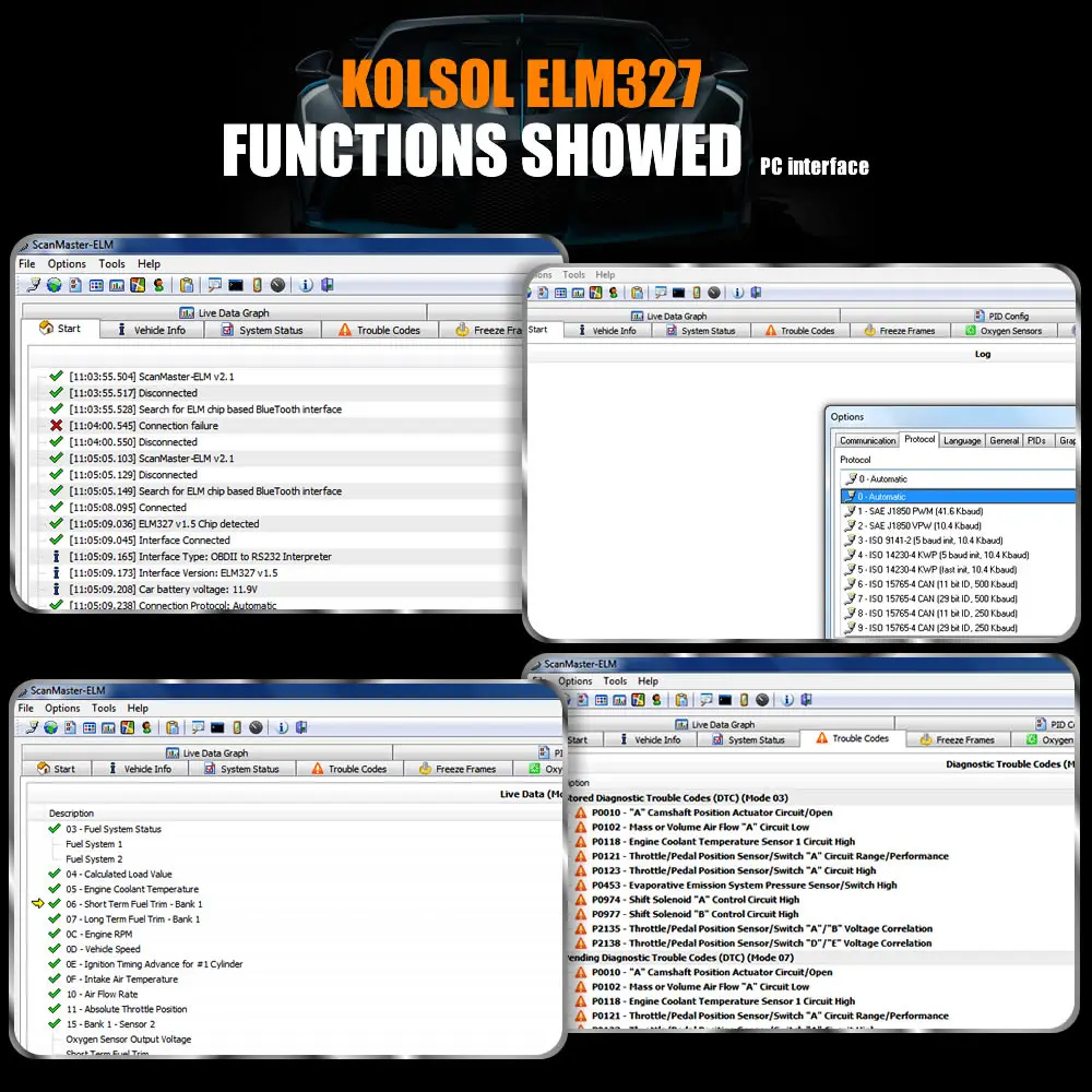 KOLSOL ELM327 Bluetooth/wifi/USB OBD2 сканер V1.5 ELM327 wifi с переключателем для Ford ELMconfig CH340+ 25K80 чип HS-CAN/MS-CAN