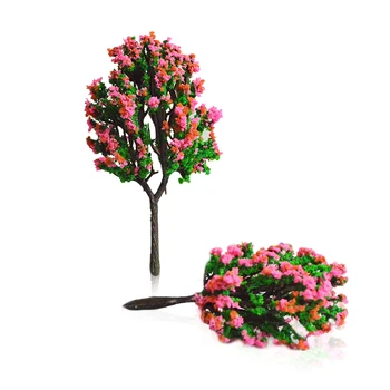 

30pcs 7cm DIY scale model pink flower trees toys 9cm miniature architecture color plants for diorama tiny sandtable scenery make