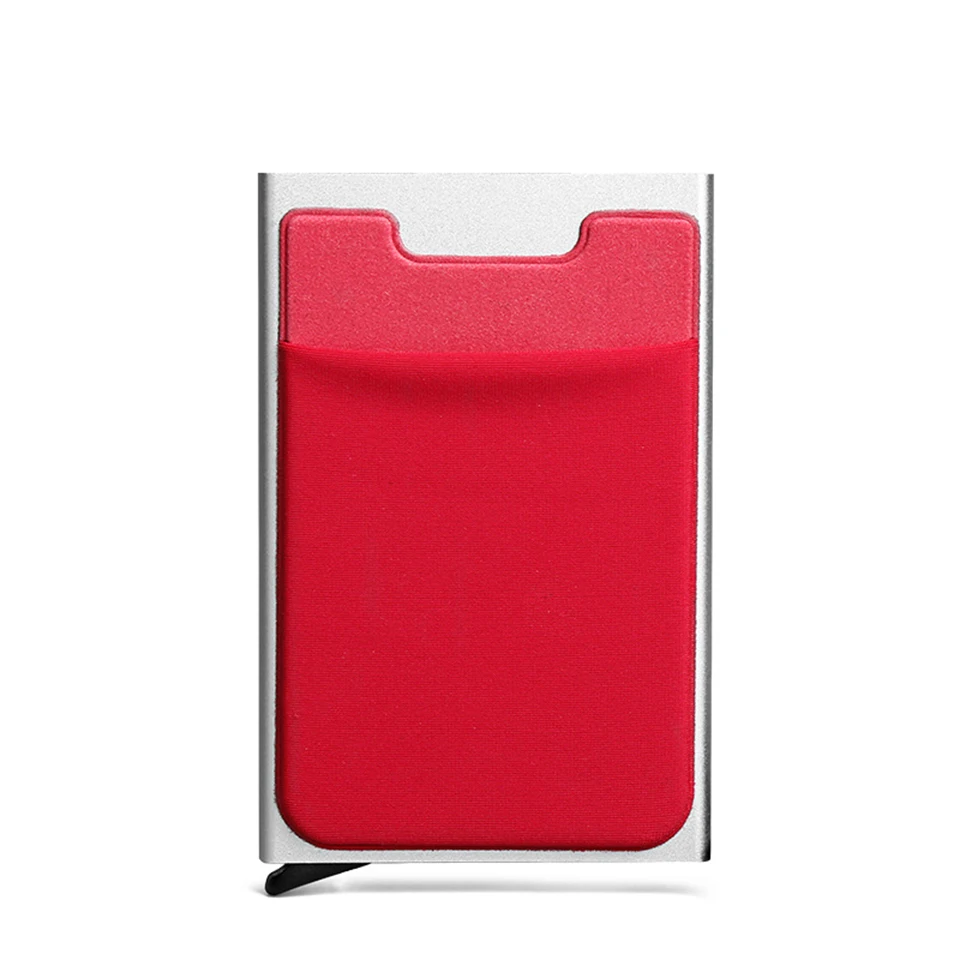 silver box red D Oswego держатель кредитной карты Алюминий Высокое качество Бизнес футляр для удостоверения личности RFID Автоматический чехол для банковских карт унисекс мини кошелек - Цвет: silver box red D