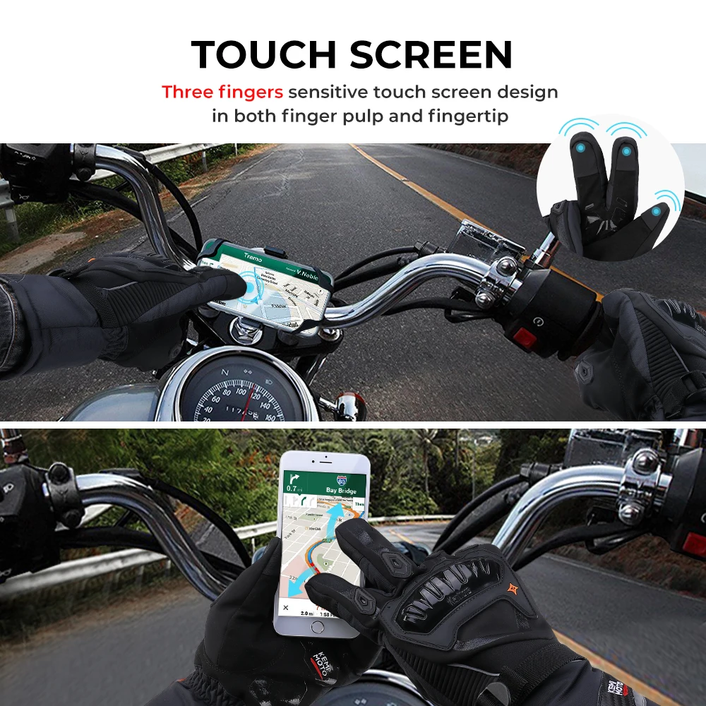 Цена KEMiMOTO зимние теплые мотоциклетные перчатки с сенсорным экраном водонепроницаемые ветрозащитные защитные зимние перчатки мужские Guantes Moto ...