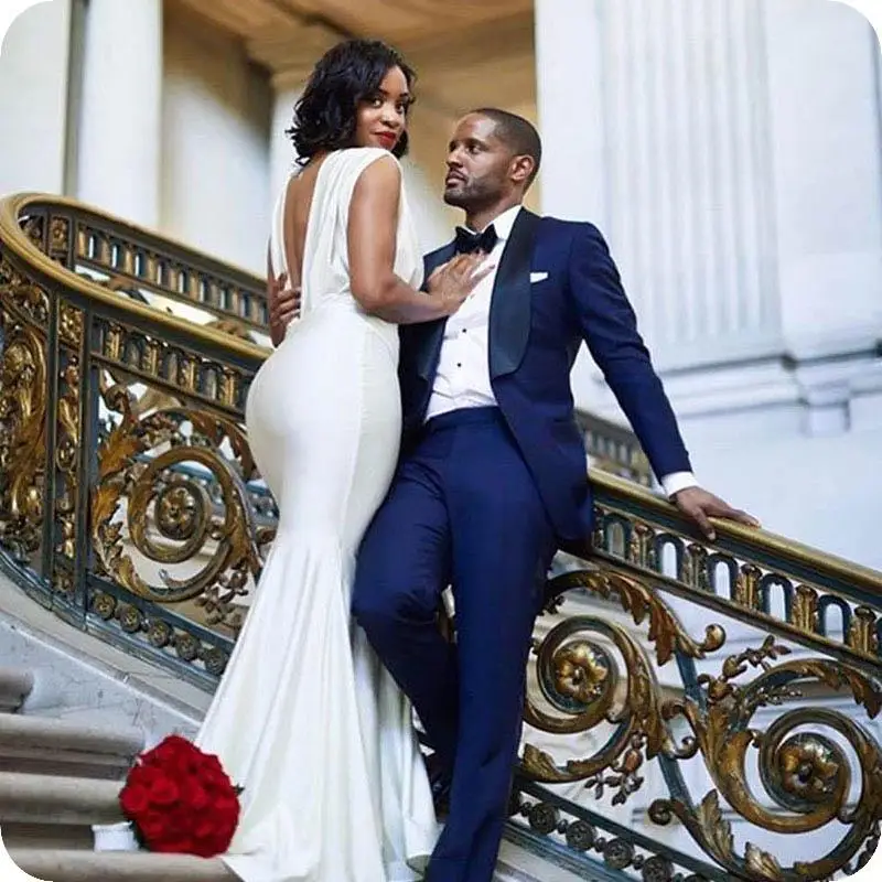 Mens Suit Navy Blue Wedding Suits Dress Bridegroom Custom Made Slim Fit Formal Groom Wear Tuxedos Blazer Jacket Best Man | Мужская