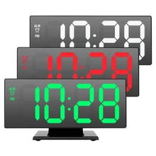 USB кабель цифровой будильник светодиодный зеркальный часы Многофункциональный Повтор дисплей времени настольный милый будильник Ночная светодиодная подсветка