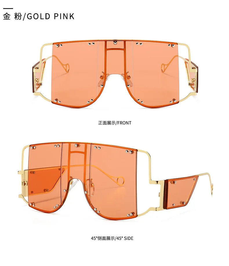Sunglasses Women Vintage Oversized Glasses Square Shades Metal Frame Womens Sunglasses UV400 Eyewear Ocean Lens Glasses NX
