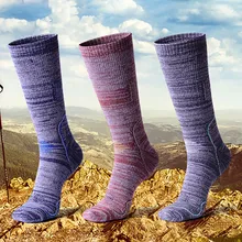 Men Women Skiing Socks Cushioned Breathable Long Socks Hosiery Outdoor Climbing Hiking Sports Footwear Compression Socks