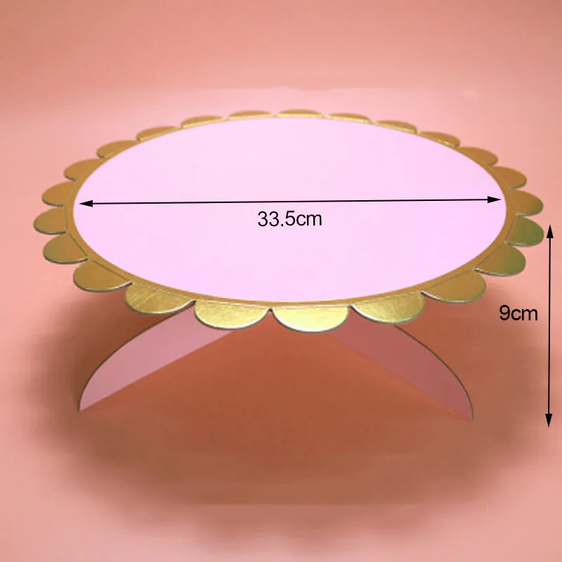 Розовый фиолетовый желтый синий круглый торт подставка Подиум белая бумага десерт держатель Свадебная вечеринка подставка для тортов на день рождения - Цвет: Pink