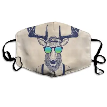 

Mouth Mask Cute Antlers Print Masks - Breathable Adjustable Windproof Mouth-Muffle, Camping Running for Women and Men