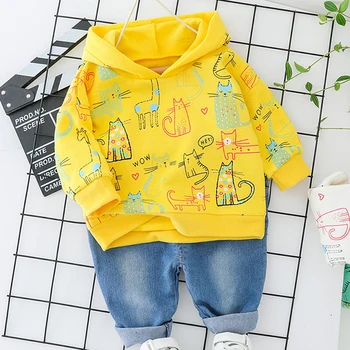 

Melario Boys Clothes Set Autumn Cartoon Hooded Tops and Jeans Pants 2Pcs Boy Kids Clothes Suit Casual Children Clothing
