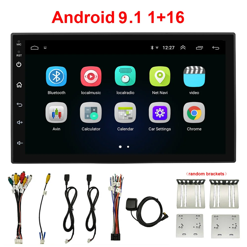 2 Din Android 9,1 автомобильный Радио gps навигация " 2+ 32G Универсальный Авто аудио стерео автомобильный мультимедийный плеер WiFI Bluetooth USB - Цвет: 1 16G NoCam