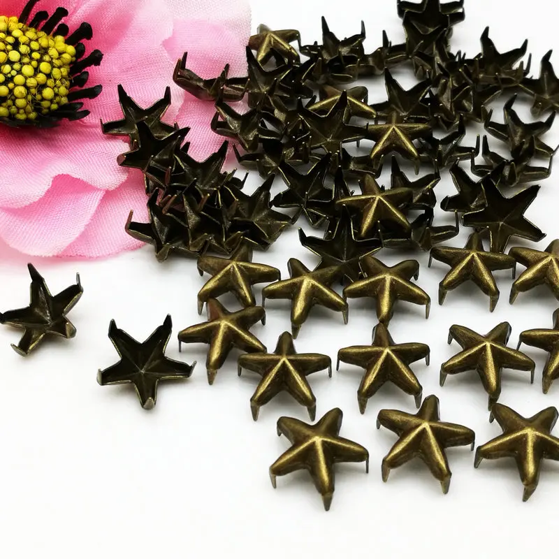 Meetee 100/300pcs 10mm Five-pointed Star Claw Nails Metal Button Decoration Rivet for Handbag Shoes Leather Crafts Accessories