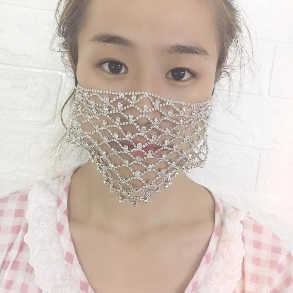 

Luxury crystal mask accessories fashionable and simple women's mask accessories shining crystal hollow mask