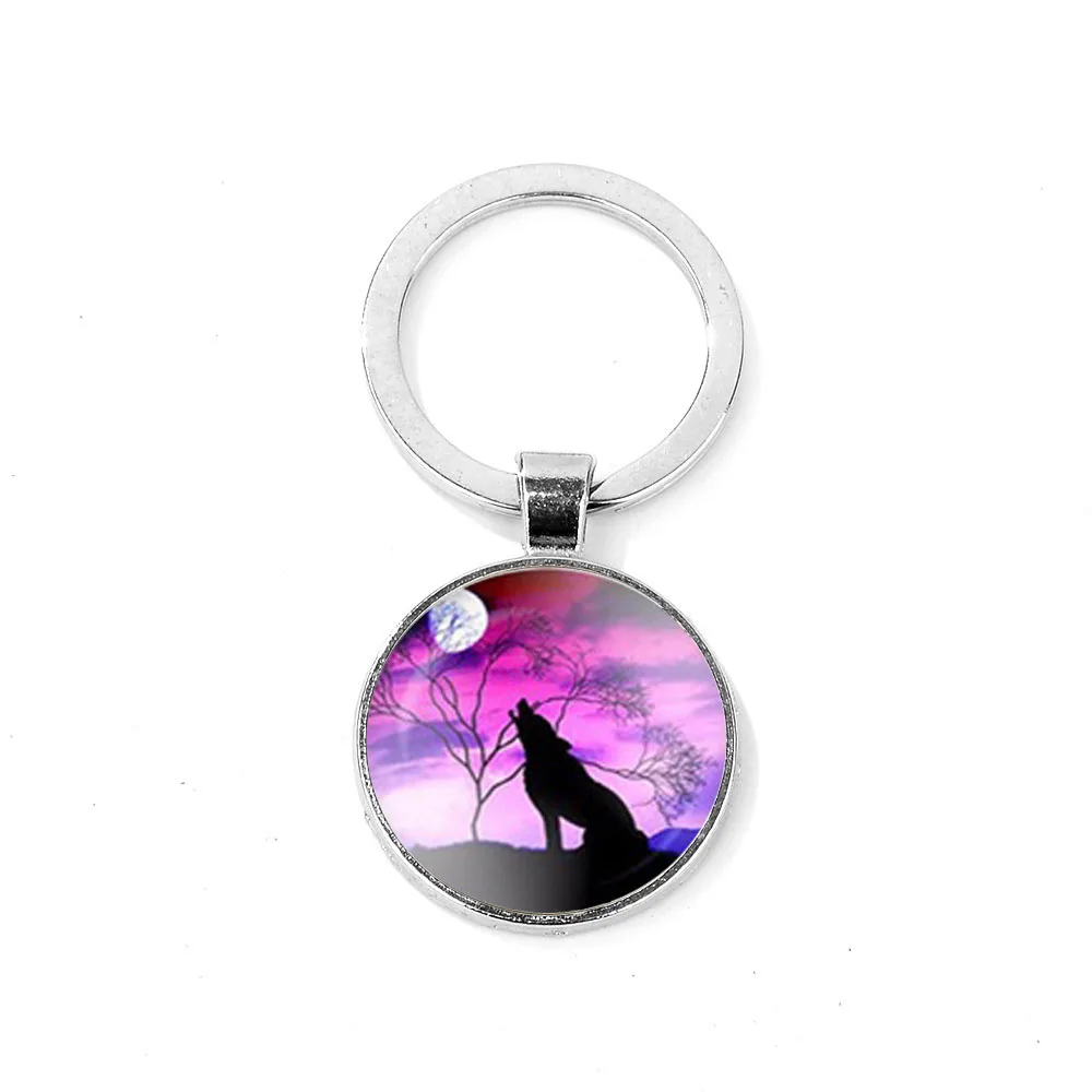 Скандинавский Wiccan Волк и брелок луна крутой агрессивный Воющий фото стеклянный