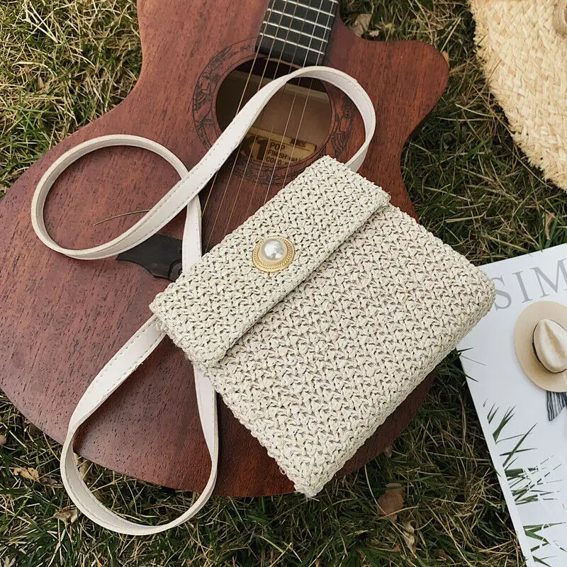 

Women Hand-Woven Rattan Bag Wicker Crossbody Summer Vintage Straw Bag Woven Purse Messenger Beach Shoulder bag