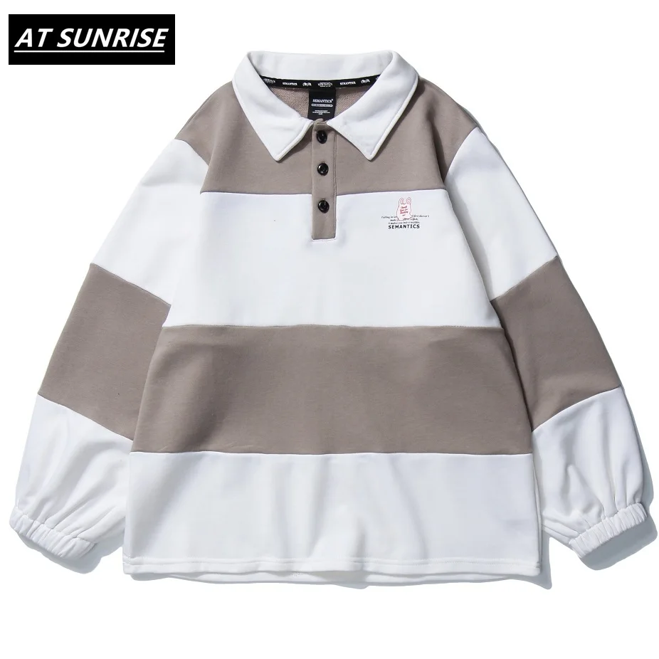 2020 Men Hip Hop Sweatshirt Pullover Retro Striped Harajuku Pullover Streetwear Cotton Autumn Sweatshirt Turn-down Hoodie tops 2020 Men Hip Hop Sweatshirt Pullover Retro Striped Harajuku Pullover Streetwear Cotton Autumn Sweatshirt Turn-down Hoodie tops