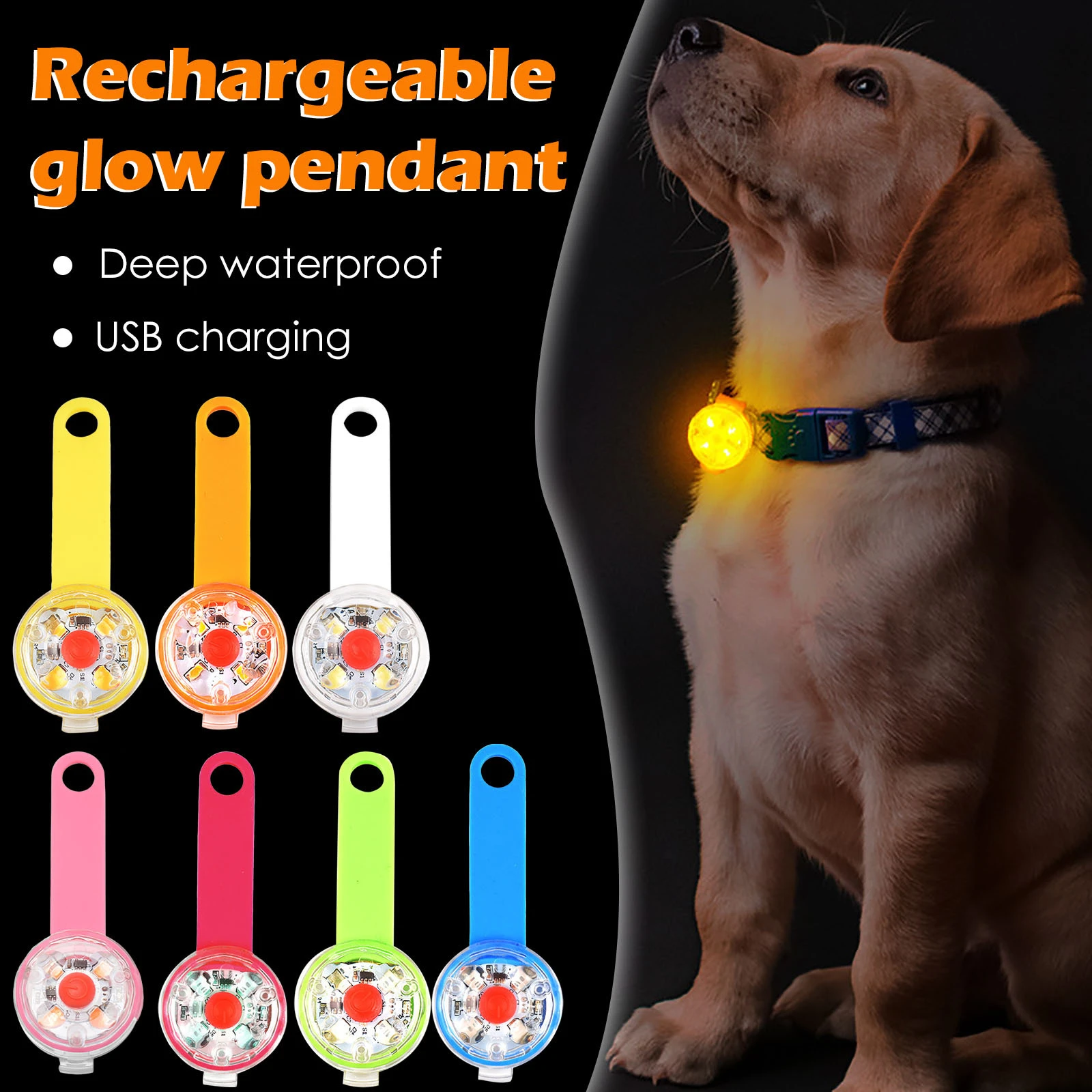 Dogs Collars Anti Loss Pendant Waterproof Safety Led Flashing Light Usb